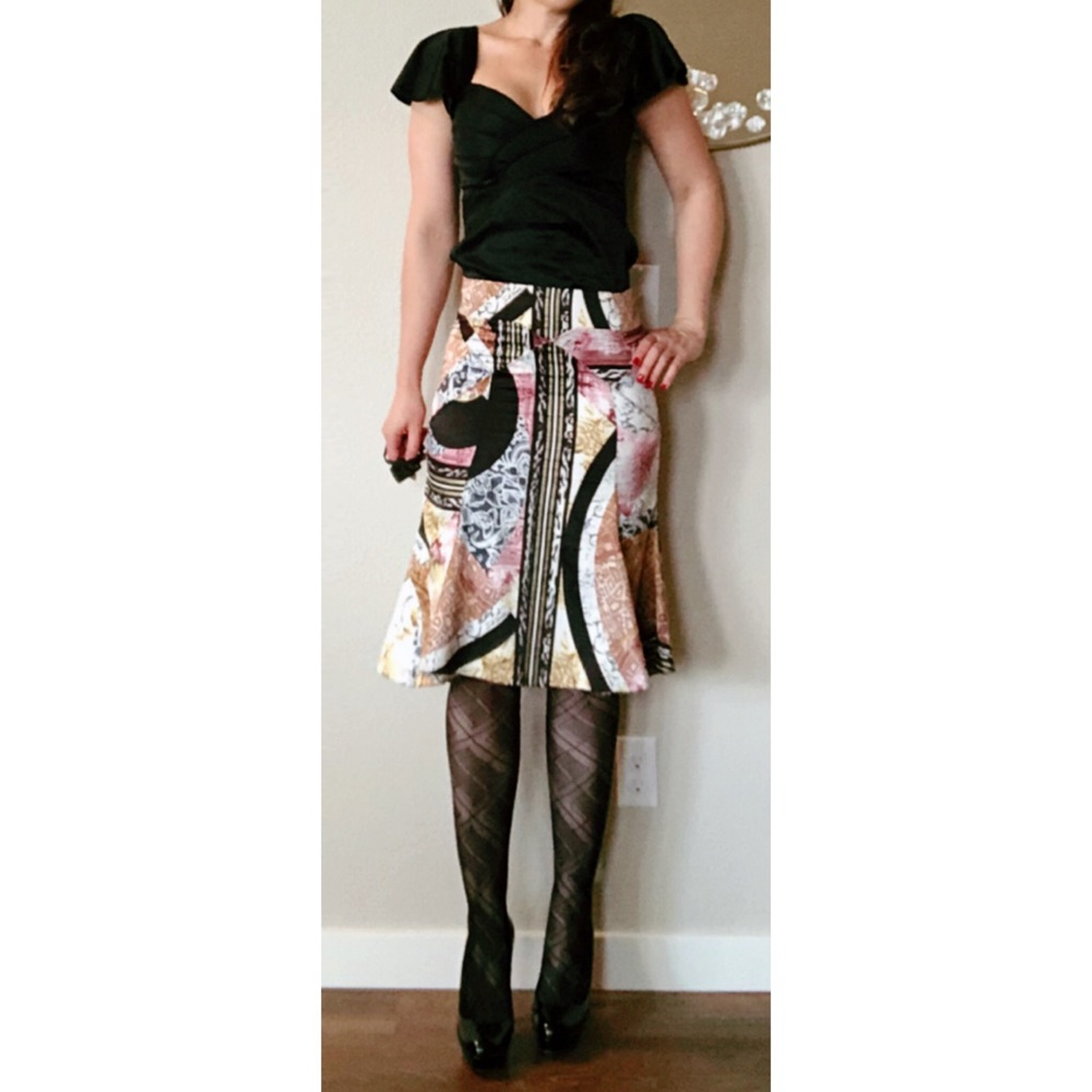 Just Cavalli Abstract Print Trumpet Hem Skirt 6 - Picture 4 of 9